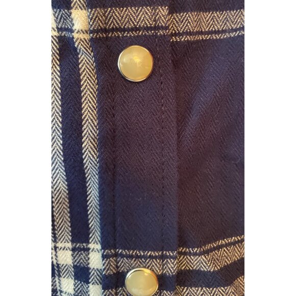 Jachs New York Women Plaid Button-Up Shirt Medium Navy White Flannel Long Sleeve - Picture 5 of 10